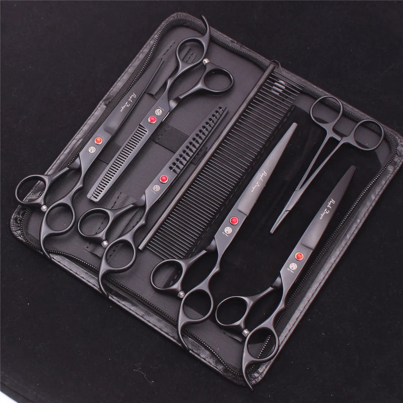 Pet Grooming Scissors Set Japanese Steel 7 Inch Hair Thinning & Cutting Shears