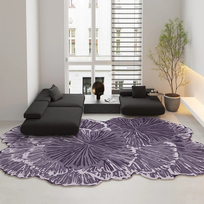 Large Irregular Shape Plush Bedroom Rug - Thick Soft Lounge Carpet