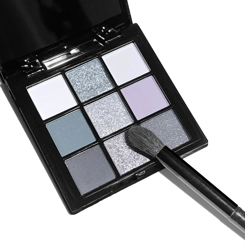 Nine-Color Eyeshadow Palette with Makeup Brush for Smoky & Brightening Looks