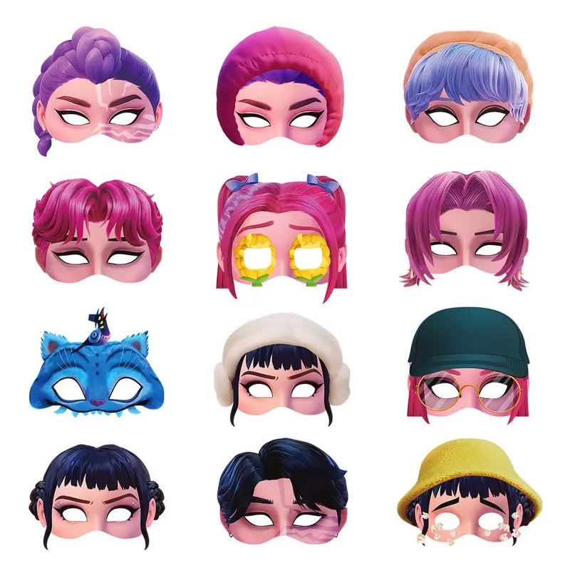 12PCS Kids Party Masks and Paper Glasses Set - Fantasy Hunter Celebration Props