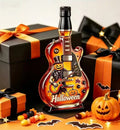 Halloween Guitar Shaped Whiskey Decanter with Pumpkin Print - Lead-Free Crystal Liquor Bottle, Home Bar Decor