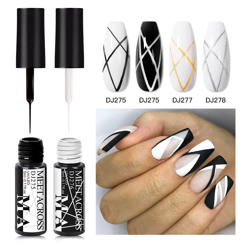 5ml Nail Art Gel Polish with Ultra-Fine Brush for French & Stripe Design