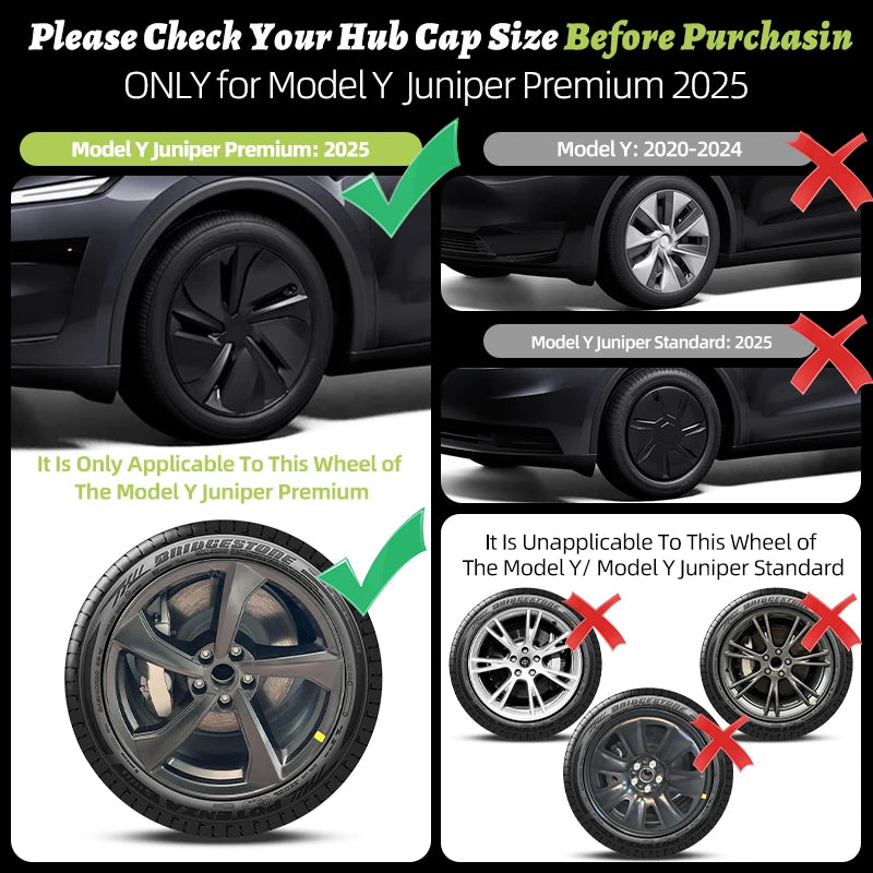 Tesla Model Y 19-Inch Hubcap Replacement Set - Full Rim Cover for 2025-2026