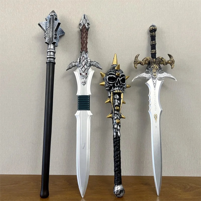 Halloween Cosplay Weapon Set - Warrior Hammer Axe Sword with Safe PU Rubber Material