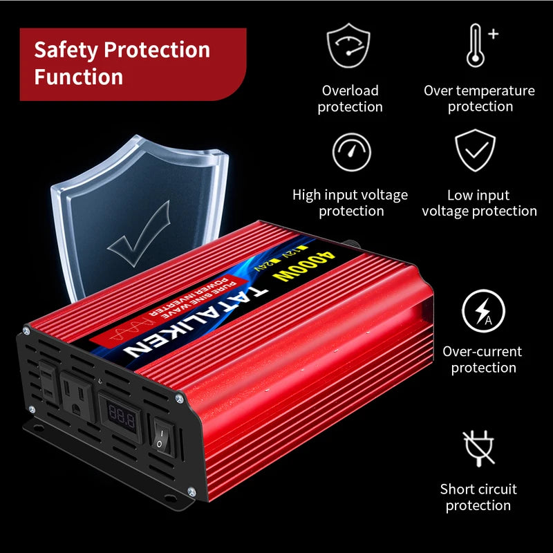 5000W-10000W Pure Sine Wave Inverter DC to AC Power Converter Car Solar Generator