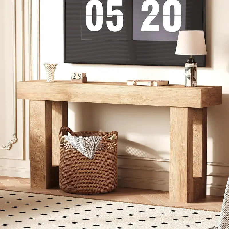 63-Inch Farmhouse Narrow Console Table for Entryway & Hallway