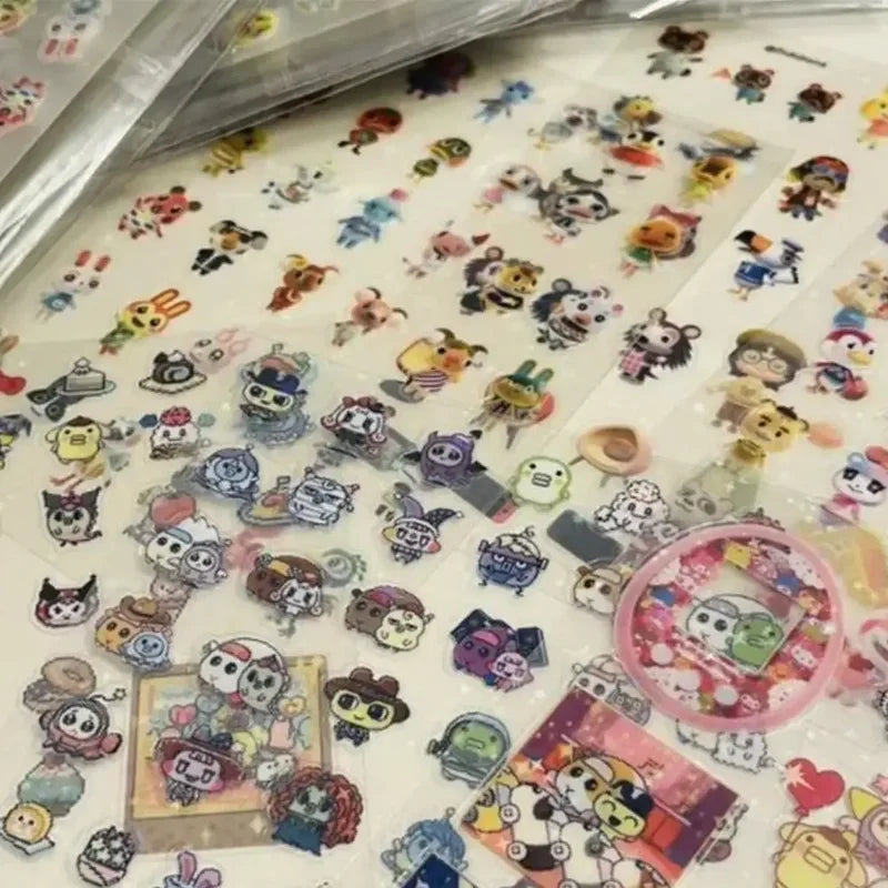 8pcs Anime Pixel Graph Sticker Set for Phone & Desktop Decoration - Tamagotchi Style