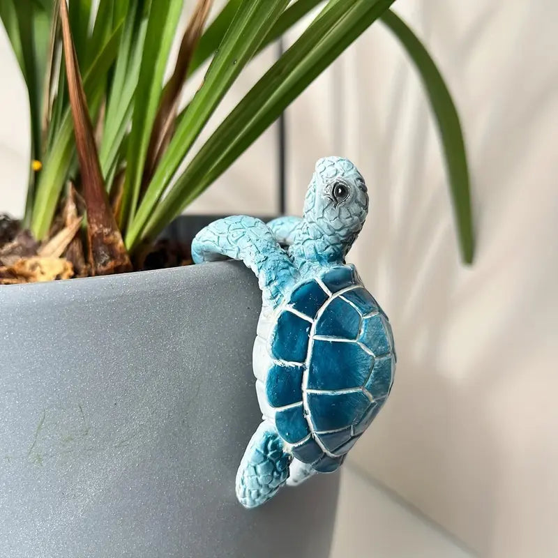 Cute Turtle Flowerpot Hanging Ornament Resin Statue for Garden and Home Decor