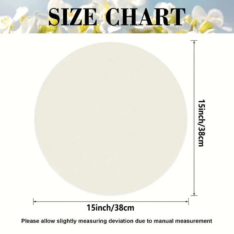 4-Piece Round Placemat Set with Floral Bird Print - Heat-Resistant & Non-Slip Linen Kitchen Decor