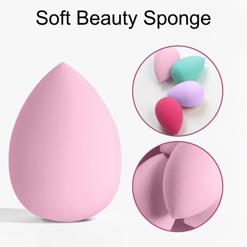 Makeup Brushes Set with Sponges and Puffs - Eye Shadow, Foundation, Blush, Highlighter, Concealer Tools