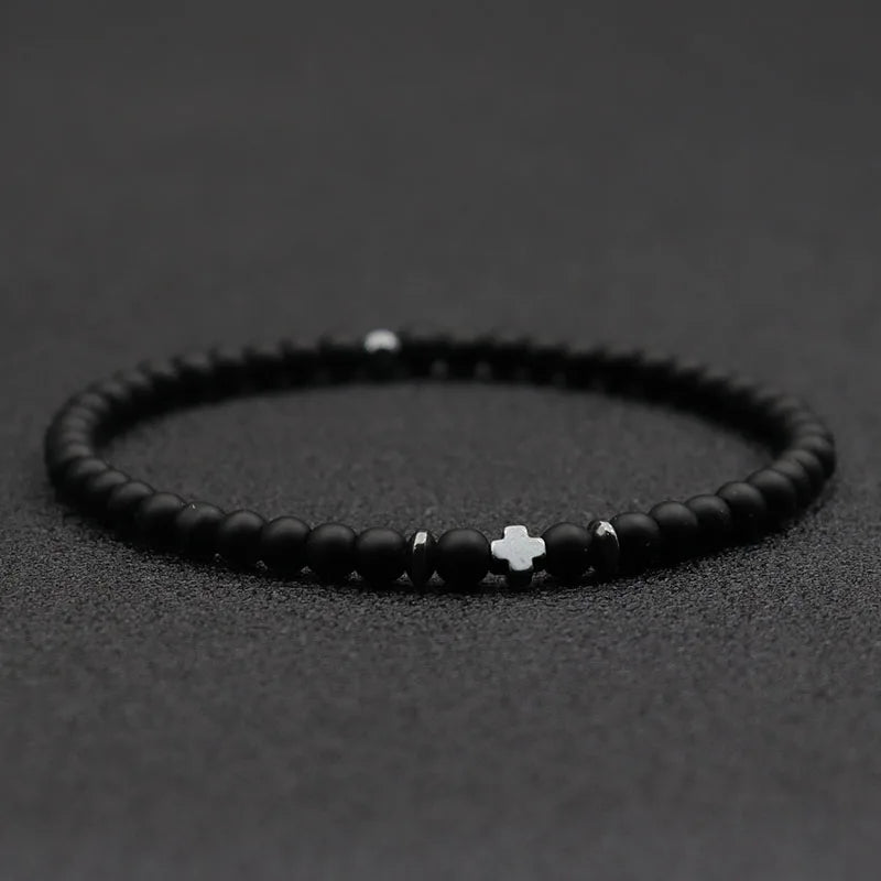 Men's Hematite Beaded Bracelet 4mm Strand Yoga Meditation Jewelry