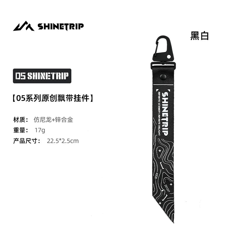 Outdoor Camping Atmosphere Hanging Ribbon ShineTrip Nylon Streamer Decoration with Matte Beak Clasp for Hiking and EDC