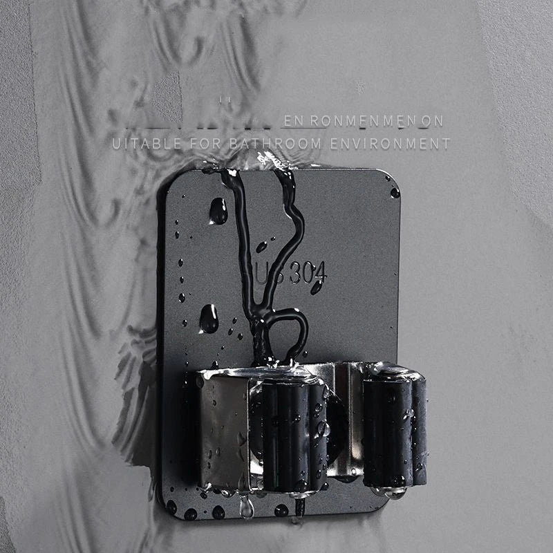 304 Stainless Steel Wall Mounted Mop Holder Hook Organizer Rack for Kitchen & Bathroom