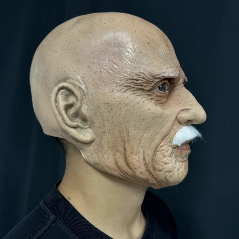 Realistic Old Man Latex Mask - Bald Grandpa Face for Halloween Costume Party
