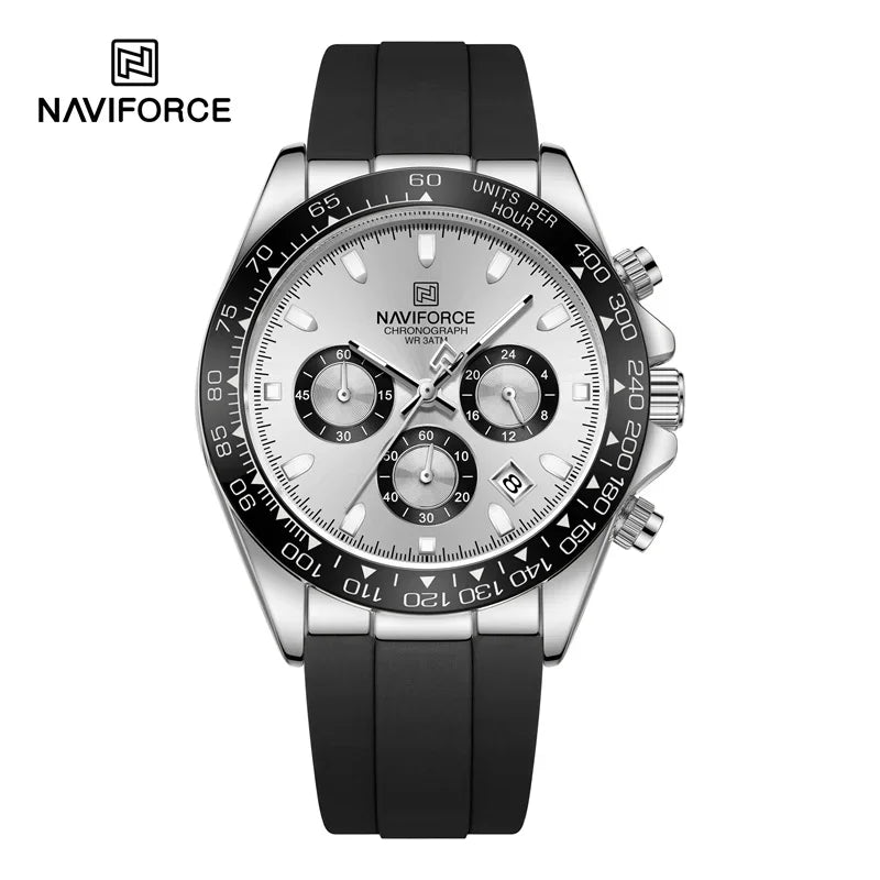 Luxury Men's Business Casual Wrist Watch Waterproof Chronograph with Silicone Strap