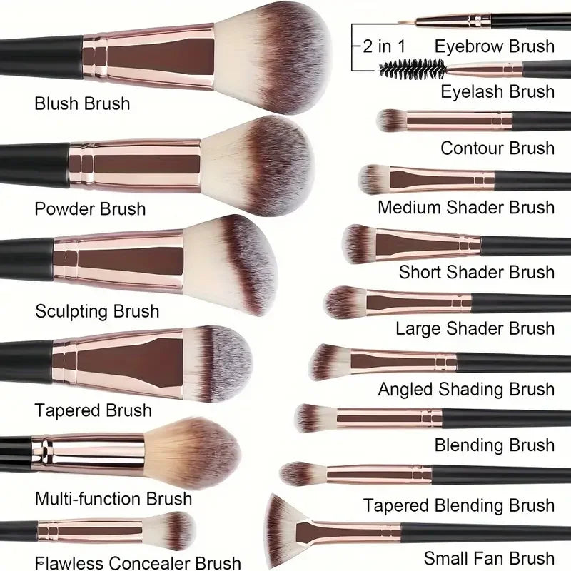 Professional Makeup Brush Set 3-20Pcs for Eyeshadow, Foundation, Concealer & Blush - Soft Fluffy Beauty Tools