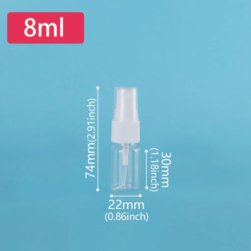 Refillable Travel Spray Bottles Set with Mist Pump - Portable Transparent Vials