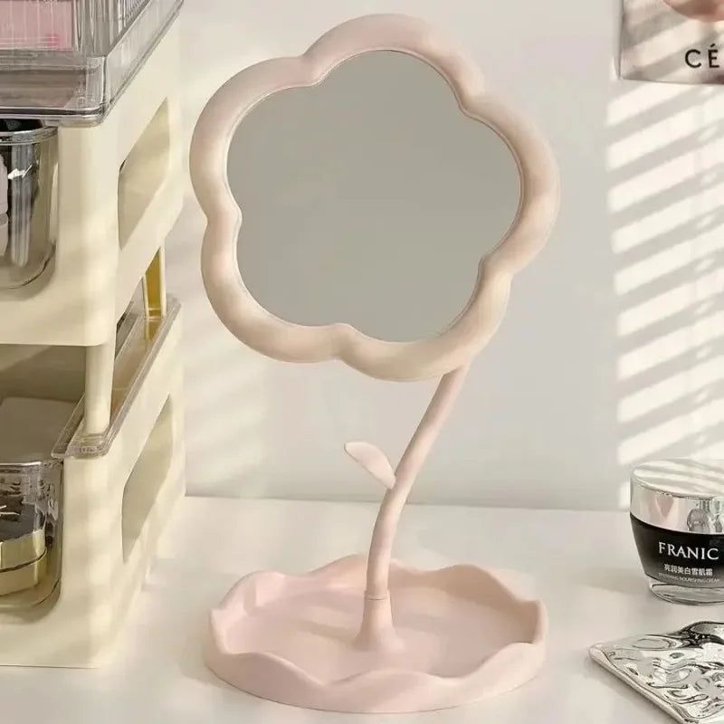 Creative Desktop Flower Mirror for Dorm Room Vanity Home Decor