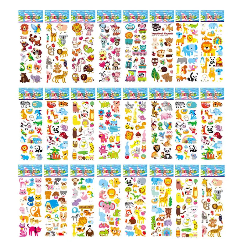 10 Sheets 3D Puffy Animal Stickers for Kids Scrapbooks and Crafts