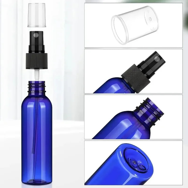50PCS Refillable Travel Size Blue Plastic Fine Mist Spray Bottles for Liquids