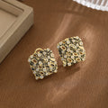 Vintage Square Synthetic Gemstone Earrings for Women, Copper Finish - Formal & Casual