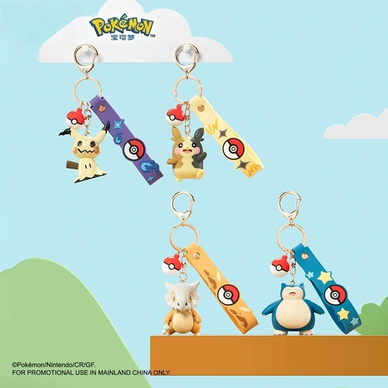 Pokemon Anime Keychain Figures Snorlax Mimikyu Cubone Car & Backpack Decoration