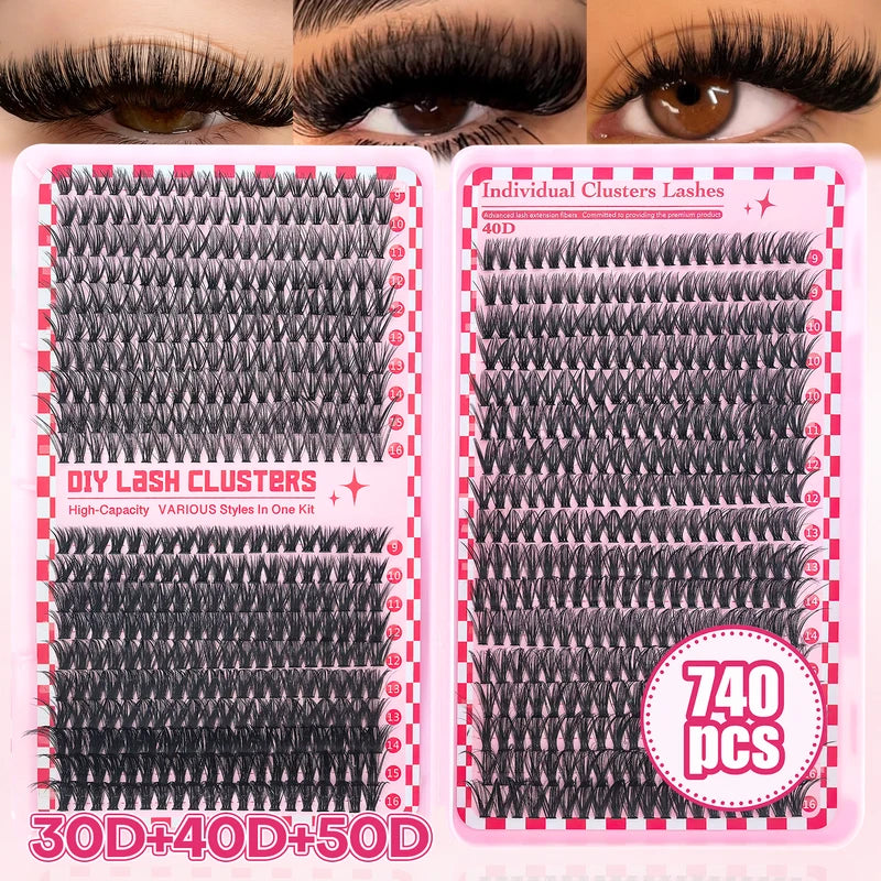 DIY Eyelash Extension Kit with Reusable False Lashes, Glue & Tweezers for Party & Stage Makeup