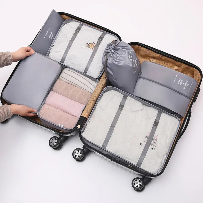 6-Piece Travel Storage Bag Set Waterproof Large Capacity Luggage Organizers