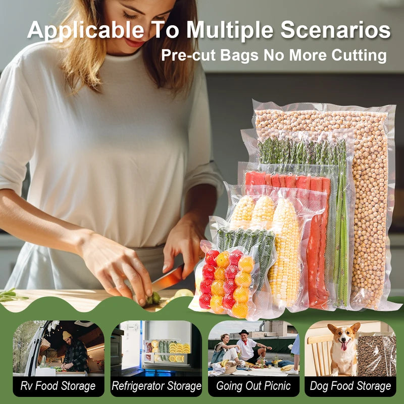 50PCS BPA-Free Vacuum Food Storage Bags for Food Preservation & Reuse