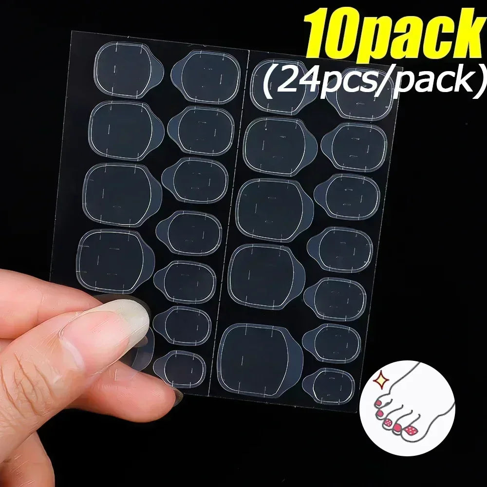 10-Pack Transparent Jelly Nail Tips Sticker with Double-Sided Gel Nail Glue for Press-On Nails