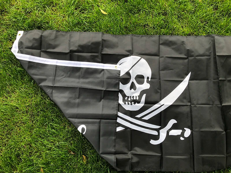 Pirate Flag 3x5ft Double Broken Skull with Knife for Indoor Outdoor Decoration