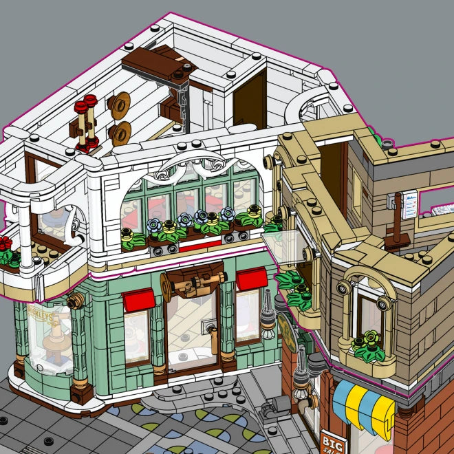 Modular Building Blocks City Architecture Set for Kids & Adults - European Shopping Street Model