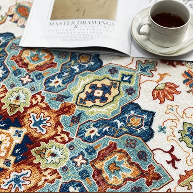 Large Bohemian Floral Area Rug for Living Room and Bedroom - Ethnic Style Carpet