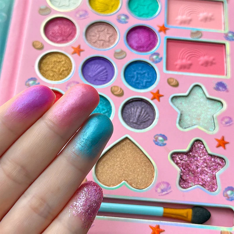 Kids Makeup Set 18 Colors, Glitter & Matte Effects, Non-Toxic & Washable