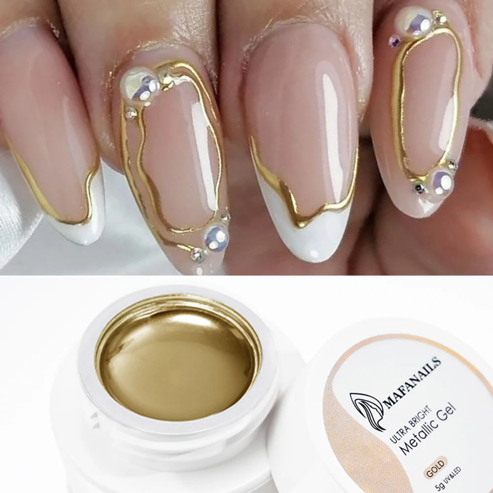 Metallic Nail Gel Polish with Mirror Effect & Brush - UV Soak Off Chrome Art Kit