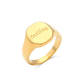 Minimalist Letter Word Silver Stainless Steel Ring for Women - Water Resistant, Gold Plated