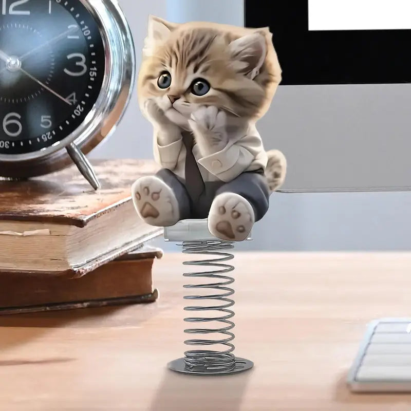 Cute Cat Bobble Dashboard Toy - 2D Shake Head Car Interior Decor