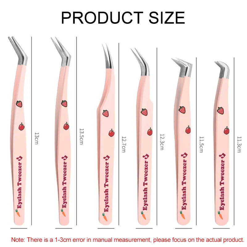 False Eyelash Tweezers Stainless Steel Anti-Static Curved Strip Makeup Tools