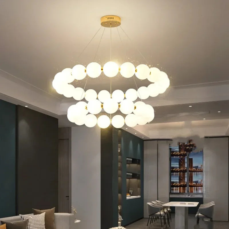 Nordic Ring LED Chandelier Light Fixture for Living Room & Bedroom - Modern Pendant Lamp