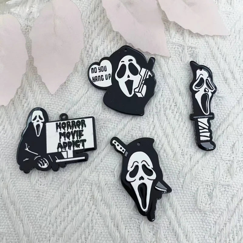 Halloween Acrylic Skull Jewelry Pendants Set for DIY Earrings Necklace Keychains