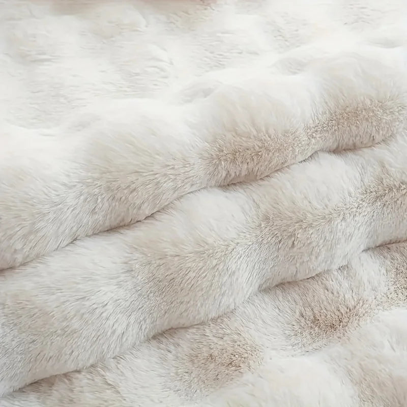 Oval Plush Rabbit Fur Rug - Soft Winter Carpet for Living Room & Bedroom