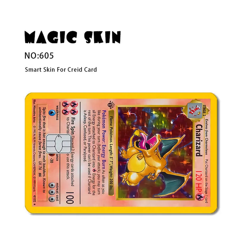 Pokemon Card Decals Waterproof Sticker Set for Credit and Game Cards - Multiple Colors