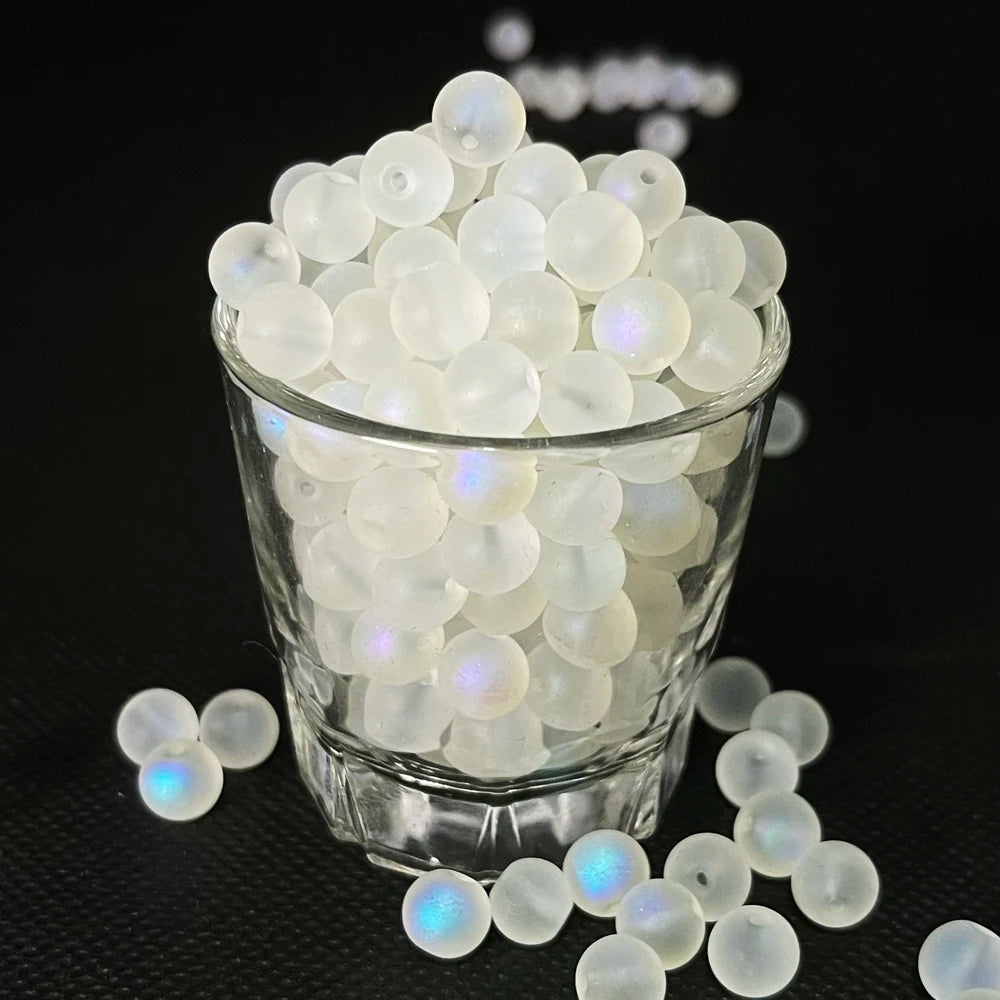 60pcs 8mm Glass Beads for Jewelry Making Loose Round Beads DIY Craft Supplies