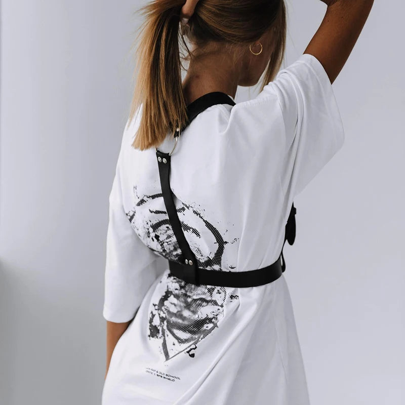 PU Leather Punk Suspender Body Harness for Halloween Club Gothic Style