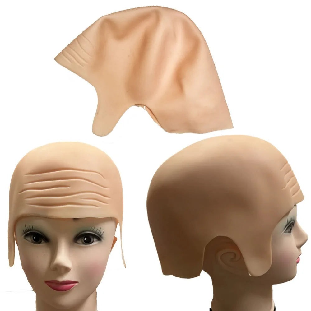 Cosplay Bald Cap - Latex Material for Stage & Costume Use, Black Blue Beige Brown