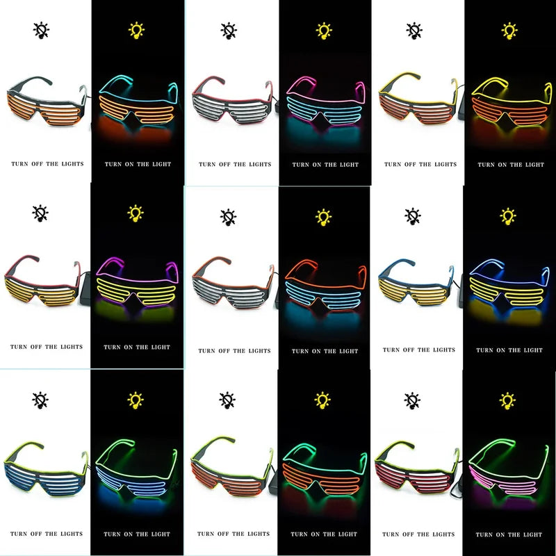 Flashing LED Neon Glasses for Halloween Christmas Party Glow Sunglasses Festival Supplies