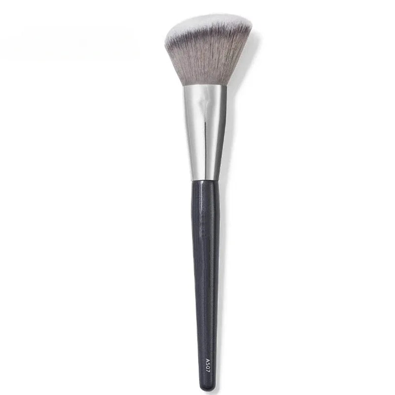 Contoured Makeup Brush Set - Angled Foundation and Concealer Tools with Red Wood Handles
