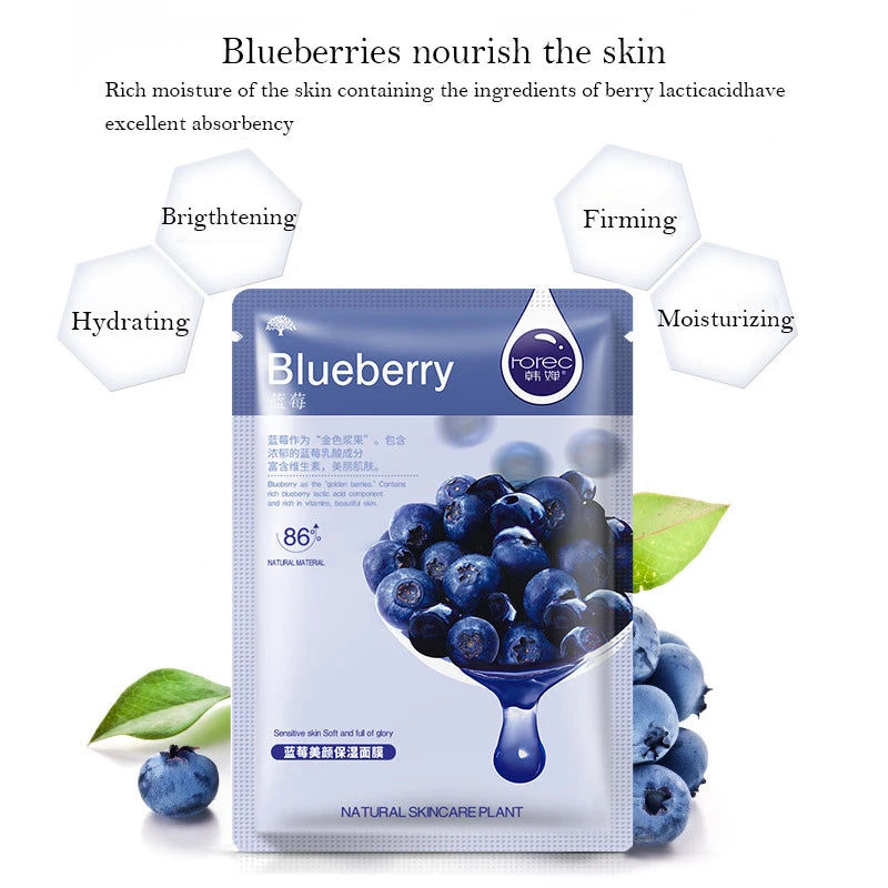 30PCS Fresh Fruits Facial Masks - Hydrating & Firming Korean Skin Care Set