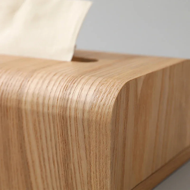 Luxury Walnut Wood Tissue Box Holder - Living Room Coffee Table Storage