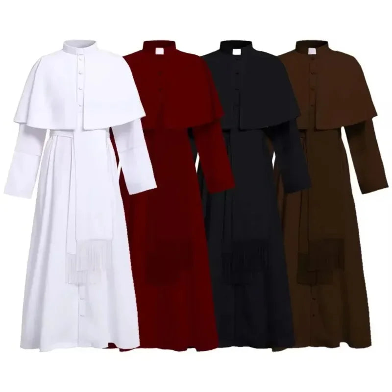 Medieval Priest Costume for Halloween Cosplay Solid Color Spiritually Inspired Party Outfit